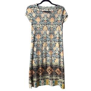 Ornate Floral Motif PS Dress Geometric Artsy Boho Eclectic Resort‎ Cruise Party